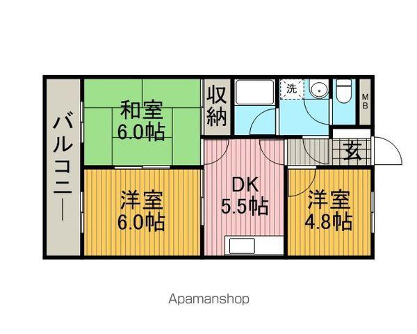カーサ千代田(3DK/2階)の間取り写真
