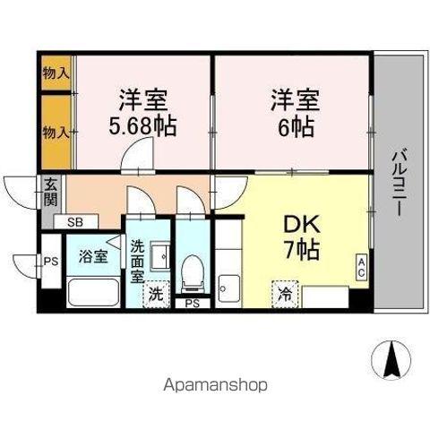 ロイメント名駅(2DK/2階)の間取り写真