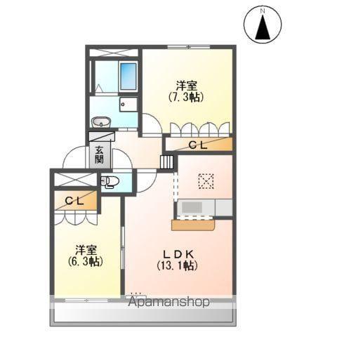 プランドール(2LDK/1階)の間取り写真