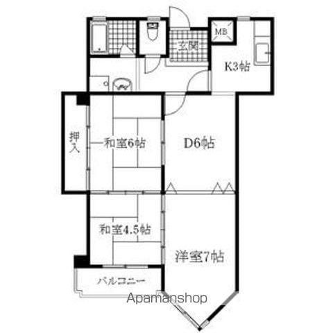 フルーヴェ1番館(3DK/4階)の間取り写真