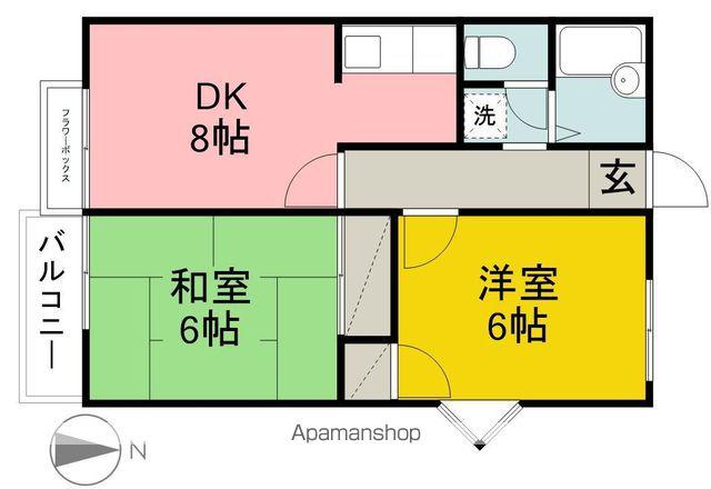レピュート朝生田(2DK/2階)の間取り写真