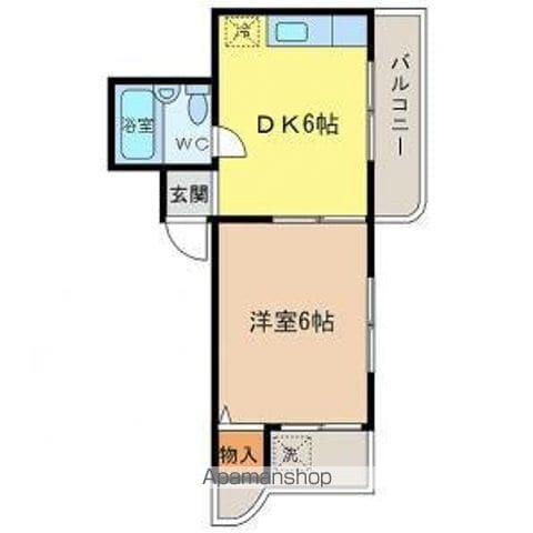 スカイハイツⅢ(1DK/4階)の間取り写真