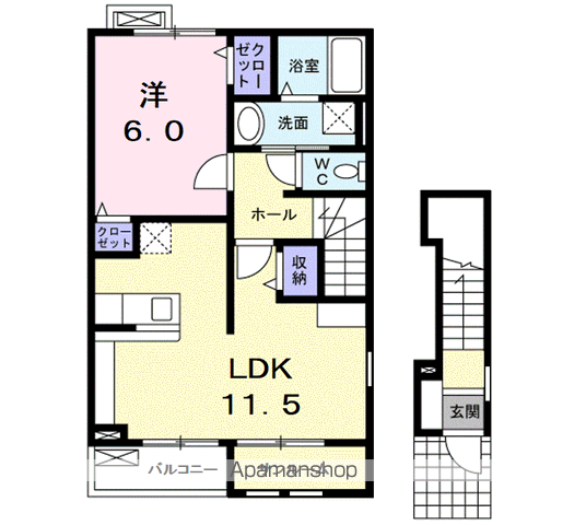 ザウバー・K(1LDK/2階)の間取り写真