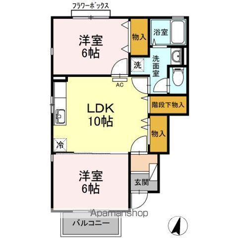 パティオ武中(2LDK/1階)の間取り写真