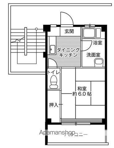 ビレッジハウス家下 1号棟(1K/4階)の間取り写真