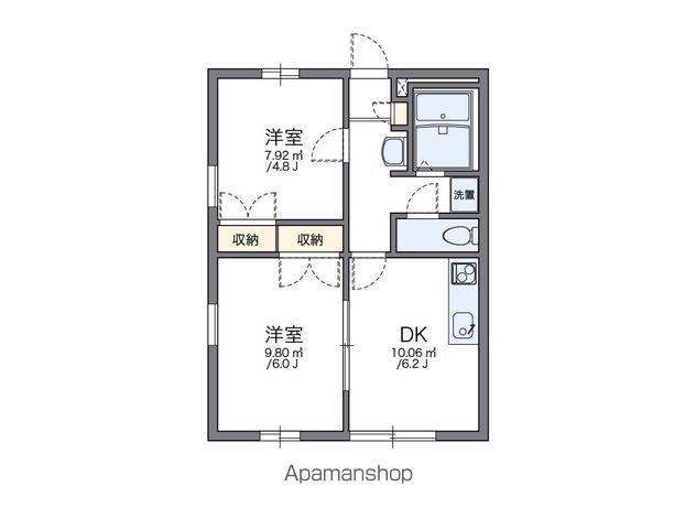 レオパレスエールⅡ(2DK/1階)の間取り写真