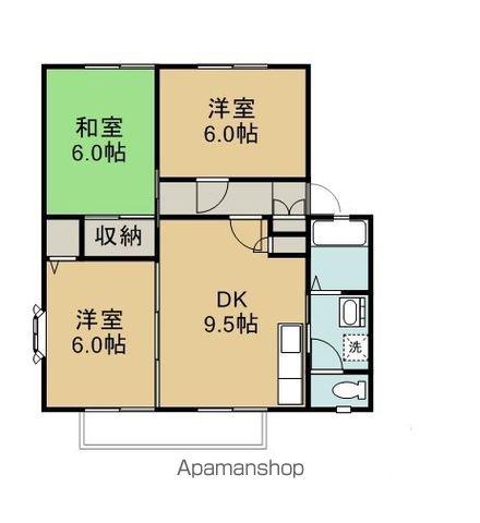 サンビレッジ若槻A棟(3DK/1階)の間取り写真