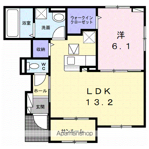 ヴィラ アネラ(1LDK/1階)の間取り写真
