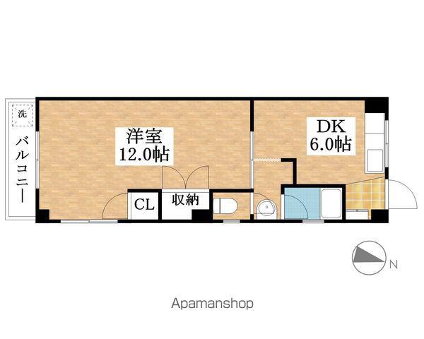 美園ビル(1DK/4階)の間取り写真