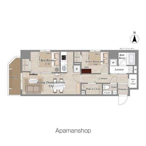 グランエール森下ウエスト(1SLDK/5階)の間取り写真