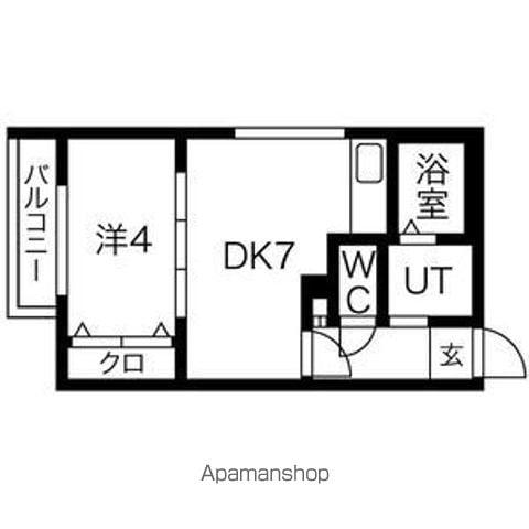 RAFFINE N20ウエスト(1DK/4階)の間取り写真