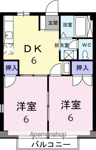 ロイヤルパーク(2DK/1階)の間取り写真