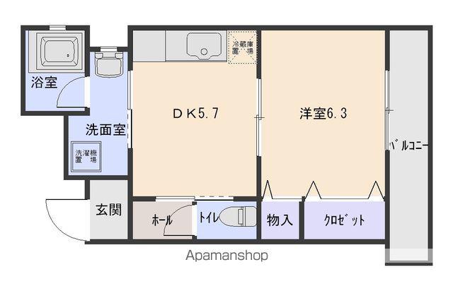 クリア壱番館(1DK/6階)の間取り写真