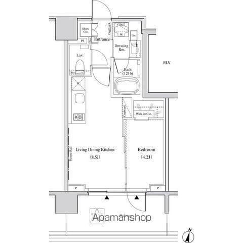 ザ・パークハビオ代々木(1LDK/2階)の間取り写真