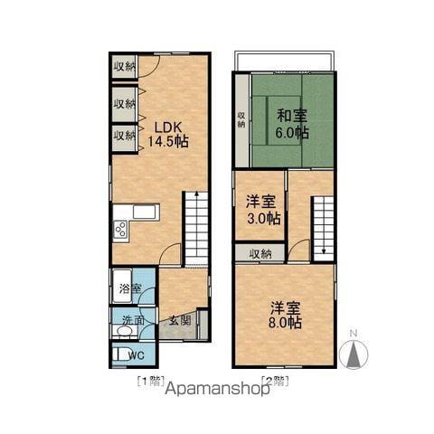 えちぜん鉄道勝山線 新福井駅 徒歩4分 2階建 築38年(3LDK)の間取り写真