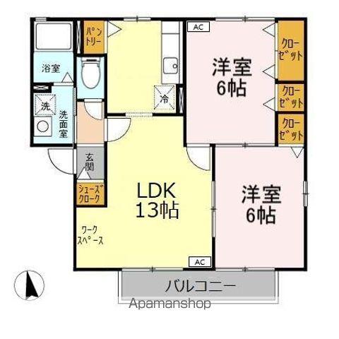 ファミール南山A(2LDK/2階)の間取り写真