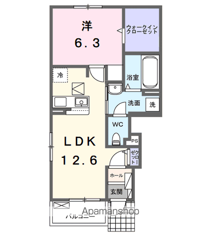 プラーンドルⅩⅦ(1LDK/1階)の間取り写真
