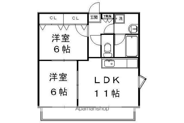 紫竹牛若町マンション(2LDK/1階)の間取り写真