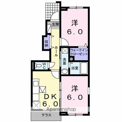 ラ・ゴロンドリーナB(2DK/1階)の間取り写真