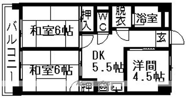 KAMATAマンション(3DK/4階)の間取り写真
