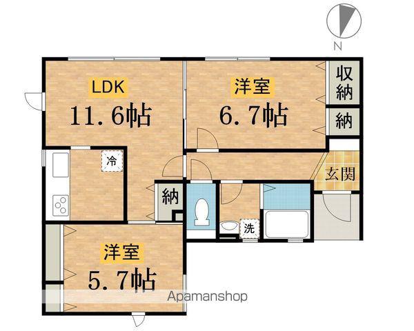 レイナスA棟(2LDK/1階)の間取り写真