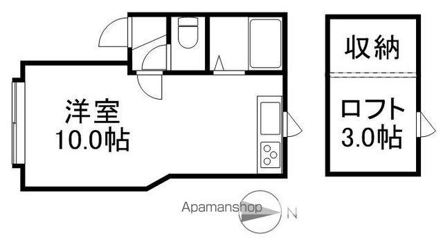 フラットAAP(ワンルーム/2階)の間取り写真