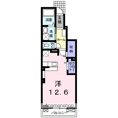 カザミラ(ワンルーム/1階)の間取り写真