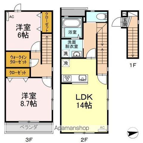 HERCULE B棟(2LDK/2階)の間取り写真