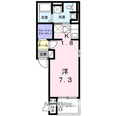 エスポワール(ワンルーム/1階)の間取り写真