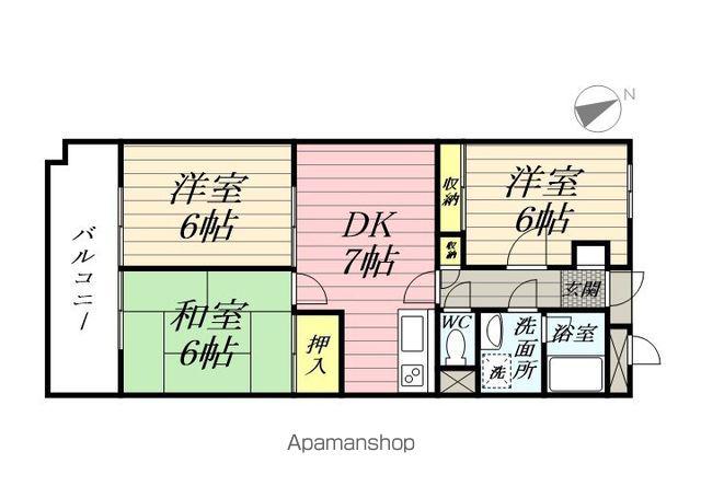 レジデンス第7石川(3DK/2階)の間取り写真