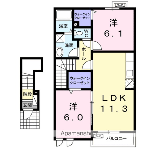 グランド アルブル Ⅰ(2LDK/2階)の間取り写真