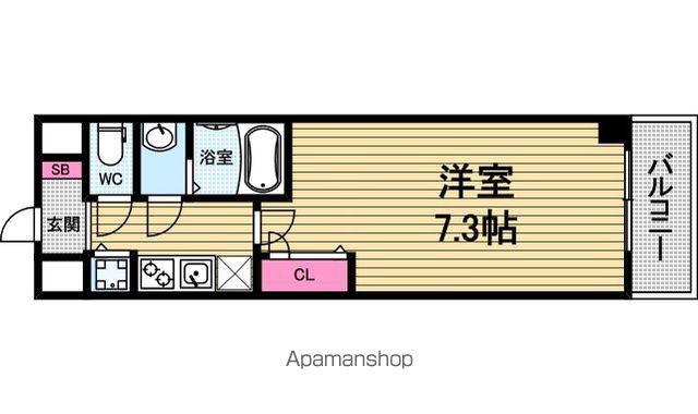 プランドール北浜(1K/15階)の間取り写真