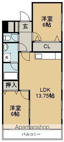 サンステージ北沖洲Ⅰ(2LDK/3階)の間取り写真