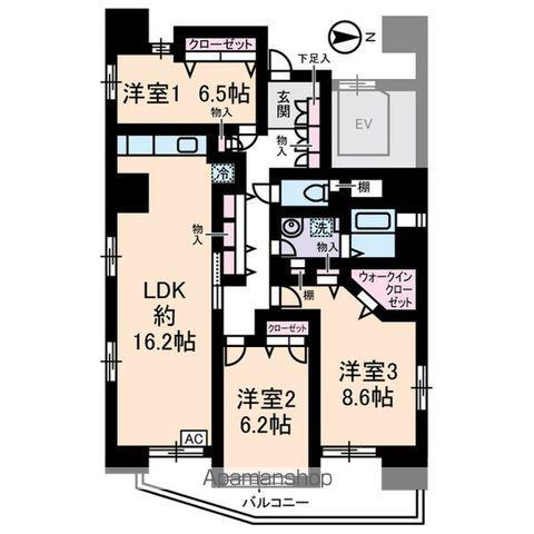 シャンテメゾン田仲(3LDK/10階)の間取り写真