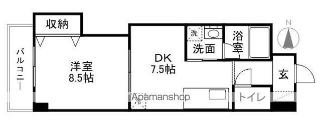 M.ウィル(1DK/2階)の間取り写真