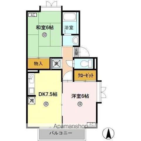 PARK&HOUSE1(2DK/1階)の間取り写真