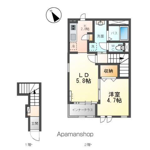 ベル・ローズN(1LDK/2階)の間取り写真