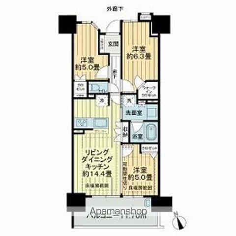 ライオンズ浅間町マークスフォート(3LDK/11階)の間取り写真