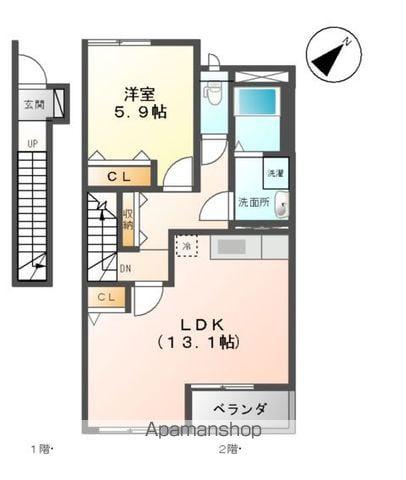 ルナ・グレーシア水上(1LDK/2階)の間取り写真