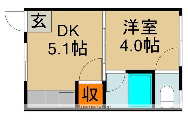 東北第4マンション(ワンルーム/2階)の間取り写真