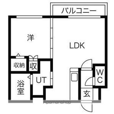 プライマル札幌円山(1LDK/4階)の間取り写真