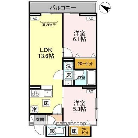 奈月ヒルズ(2LDK/1階)の間取り写真