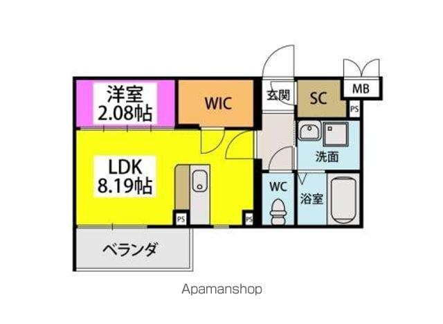 レジデンシャルジェム井尻駅(1LDK/5階)の間取り写真