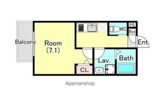 ジーメゾン昭島(1K/1階)の間取り写真