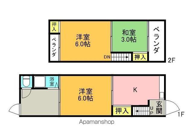 大阪府寝屋川市 2階建 築47年(3K)の間取り写真