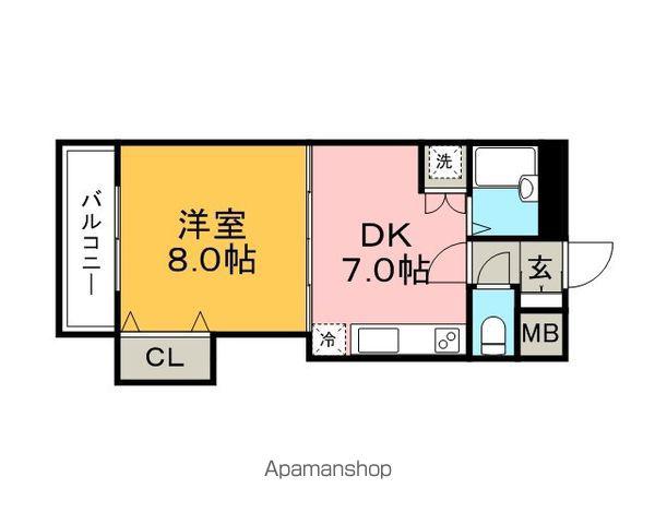 プライムハイツ中島A棟(1DK/3階)の間取り写真