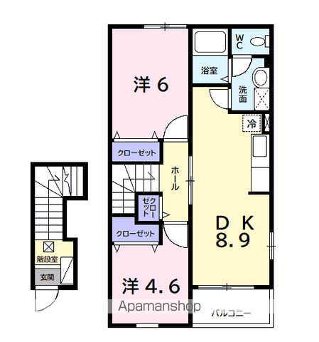 ファーストデューⅥ(2DK/2階)の間取り写真