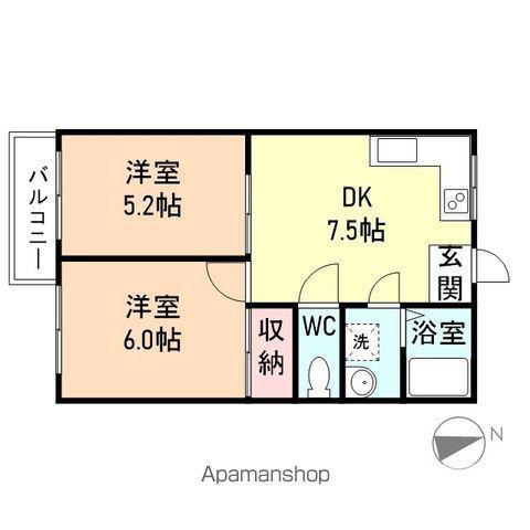 コーポオアシスⅠ(2DK/2階)の間取り写真