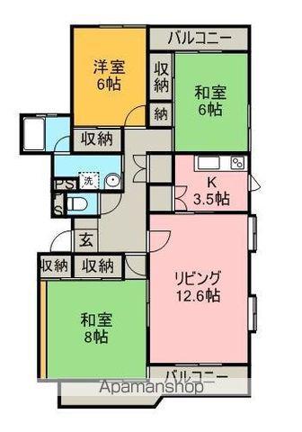 プレジールB棟(3LDK/2階)の間取り写真