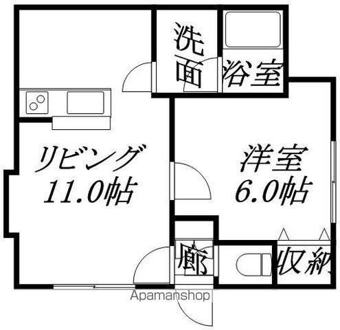 ロイヤルコート水車町(1LDK/2階)の間取り写真